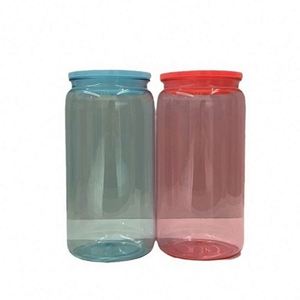 Solid Color 16Oz Macaron Plastic Cups Soda Beer Can Cold Acrylic Cup With Color <b>Lid</b> <b>and</b> <b>Straw</b> for UV Dtf Wraps - Product Image 2