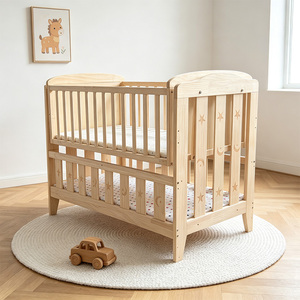 <span class=keywords><strong>Culla</strong></span> Portatile Convertibile con Ruote per Neonati e Bambini, Lettino in Legno Massello con Vano Portaoggetti - Product Image 3