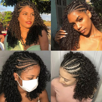 Perruque Lace Front 13*4 en cheveux 100% naturels pour femme noire, style coupe bob sans colle, cheveux bouclés Jerry, avec cuticules intactes