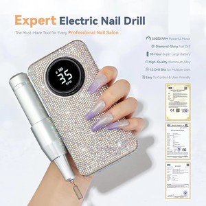 Electric <b>Nail</b> Drill Professional: <b>Nail</b> Drill Kit 35000RPM 13 Drill Bits Tech Professional File Buffer - Product Image 4