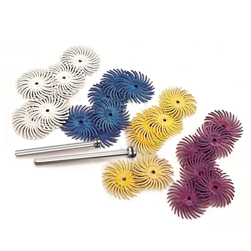 Jewelry dental lab polishing discs brush mini rotary abrasive tool kits radial bristle disc yellow with mandrel