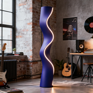 Lampe sur pied LED moderne torsadée, base E26, abat-jour beige en PETG, lumière blanche froide, hauteur réglable, commande tactile, design minimaliste, salon - Product Image 6