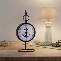 Horloge de table ronde avec support en fer
