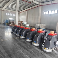 Mesin Pembersih Lantai Otomatis 530mm, Bertenaga Baterai 24V 100Ah, Mesin Pembersih Komersial, Pabrik OEM