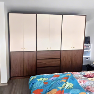 Armoire de chambre à coucher <span class=keywords><strong>en</strong></span> <span class=keywords><strong>bois</strong></span> massif de style rétro de luxe avec coiffeuse intégrée pour appartement et hôtel - Product Image 5