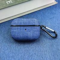 Étui pour écouteurs étanche en TPU+PU à texture denim style B, vente en gros, pour Pro/Pro2 avec mousqueton élégant
