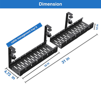 Pas de perçage pas de vis extensible sous le support de multiprise de bureau dessus de Table Kit de plateau de gestion de câbles pleine longueur support de multiprise