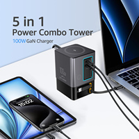 Birden fazla cihaz için 100W GaN şarj istasyonu geri çekilebilir tip-c kablo USB C güç şeridi PD 3.0 kablosuz şarj gücü Combo