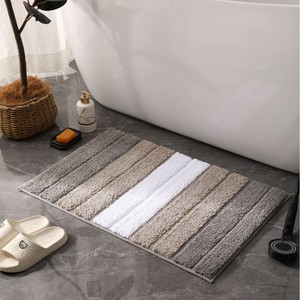 Moderne Gradient Rayé Doux Antidérapant Fabriqué à la Machine Polyester Microfibre TPR Toilette Tapis de Bain Tapis de Sol Absorbant Lavable Durable - Product Image 1