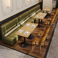 Ensemble de banquettes de restaurant haut de gamme, table rectangulaire, chaise de salle à manger avec accoudoirs en cuir PU pour café, steakhouse