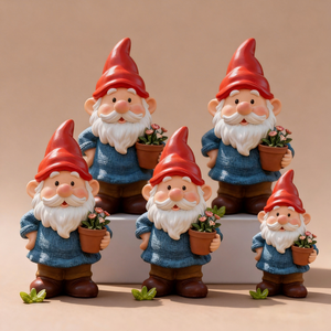 Estatua de Resina, Gnomos de <span class=keywords><strong>Jardín</strong></span>, Decoración para Exteriores, Enano <span class=keywords><strong>con</strong></span> Maceta para Hogar, Oficina, Figura Navideña y Juguete - Product Image 2