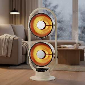 <span class=keywords><strong>Ventilateur</strong></span> Chauffant Électrique Infrarouge en Céramique Économe en Énergie avec Protection Contre la Surchauffe et la Chute, Éclairage, Autoportant, Télécommande Réglable - Product Image 3