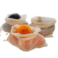 100% Organic Cotton Eco Friendly Reusable Mesh Bags Vegetable and Fruit calico linen cotton bag