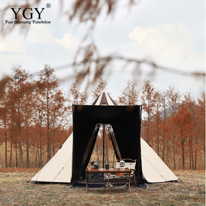YGY tente pyramidale de glamping double couche 4-6 personnes étanche anti-UV famille tente d'été extérieure 4 saisons avec cuisinière - Product Image 5