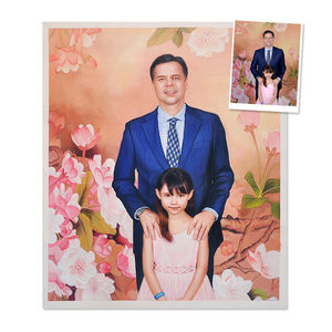 Regalos Personalizados para el Día del <span class=keywords><strong>Padre</strong></span>, Pintura al Óleo Realista de Retratos y Figuras con Fotos Personalizadas, Pintada a Mano sobre Lienzo de Lino Premium - Product Image 1
