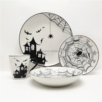 Vaisselle en céramique pour fête d'Halloween, vaisselle en porcelaine motif araignée