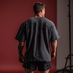 Áo thun nam oversize chất lượng cao, in hình theo yêu cầu, kiểu dáng thể thao, cổ tròn, chất liệu acid wash - Product Image 3