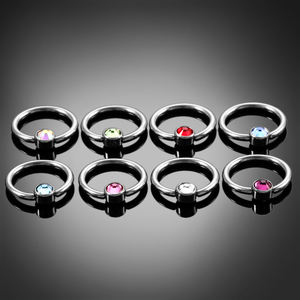 Impianto di Grado 23 di Titanio <span class=keywords><strong>Captive</strong></span> Bead Rings Colorato con il Piatto DELLA CZ DELLA Sfera Naso Setto Piercing Cartilagine Orecchini Dei Monili - Product Image 3