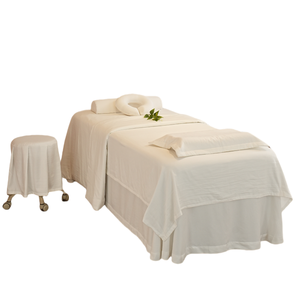 Ensemble de draps de <span class=keywords><strong>table</strong></span> de massage en microfibre blanc 4 pièces Taille et logo personnalisés - Product Image 1