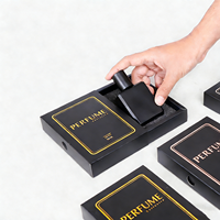 Kotak Kertas Berlapis Spons Ramah Lingkungan Desain Khusus Mewah, Laci Geser Busa Hitam untuk Kemasan Parfum Kosmetik