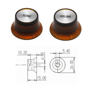 Boutons de commande pour guitare électrique et basse, réflecteurs type Top Hat, pour réglage de vitesse, volume, tonalité et effets AMP, avec dessus argenté - Product Image 3
