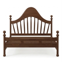 Lit pour enfant en bois de noyer massif moderne avec tête de lit à tiges, écologique et durable, taille complète pour enfants