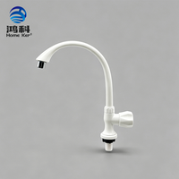 Robinet d'eau col de cygne 1/2 pouce en PP blanc, fourni directement par l'usine, pour évier de cuisine domestique, robinet en plastique