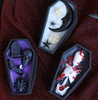 Vela decorativa de ataúd DIY de Halloween-Vela perfumada en forma de vampiro con calavera y lápida perfecta para Halloween