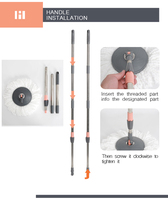 Ensemble serpillière microfibre rotative 360° avec seau auto-essoreur, outil de nettoyage mains libres pour sols humides et secs, idéal pour la maison