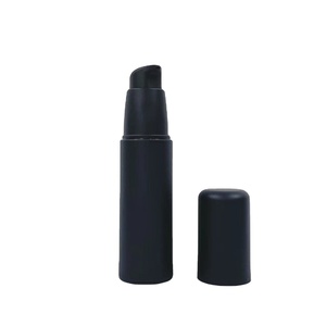 Wholesale 15 30 40 50 ml Plastic Black Matte Round Airless Lotion Pump Bottle for Cosmetic Packaging