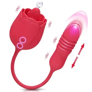 Tongue Licking Rose Dildo Thrusting Vibrator Extendo Rose Shaped Vibrator Adult Sex Toys For Women Clitoris Stimulator