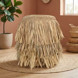 เก้าอี้สตูลสีธรรมชาติ รุ่น Gajih Rumbai Tumpuk ทำจากหวายและไม้สัก - Product Image 2
