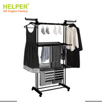 Séchoir à linge pliable en fer de haute qualité à 3 niveaux, personnalisé, en gros, avec poulie pour balcon