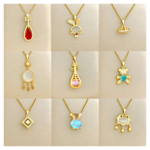 Collar de Acero Inoxidable Chapado en Oro de 18k Resistente al Agua, con Colgante de <span class=keywords><strong>Cruz</strong></span>, Corazón, Mariposa y Letra con Circonitas, para Mujer, Venta Caliente - Product Image 1