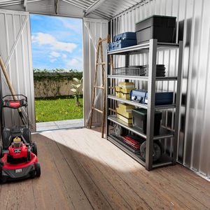 Abri <span class=keywords><strong>de</strong></span> stockage extérieur en métal <span class=keywords><strong>de</strong></span> 6x9 pieds Abri <span class=keywords><strong>de</strong></span> jardin étanche avec <span class=keywords><strong>porte</strong></span> verrouillable Fenêtres et évents pour tondeuse à gazon <span class=keywords><strong>de</strong></span> meubles <span class=keywords><strong>de</strong></span> patio - Product Image 6