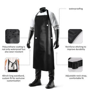 Tablier imperméable en PU pour hommes femmes en cuir artificiel doux cuisine boucher Restaurant ongles cheveux beauté tablier de travail - Product Image 5
