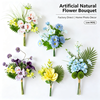 Bunga Tropis Daun Pakis Daun Palem Hydrangea Gerbera Anggrek Realistis Tahan Luntur Vas Dekorasi Dalam Ruangan Buket Bunga Buatan