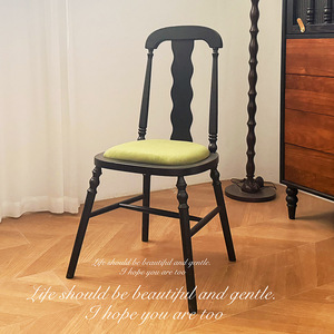Vintage Style Solid Wood <b>Dining</b> <b>Chair</b> Upholstered French Retro Art Design For Home <b>Dining</b> Room - Product Image 3
