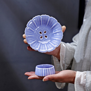 Assiette à fruits en céramique chinoise, plat rond en porcelaine avec pied, pour servir des en-cas et des pâtisseries lors de mariages - Product Image 3