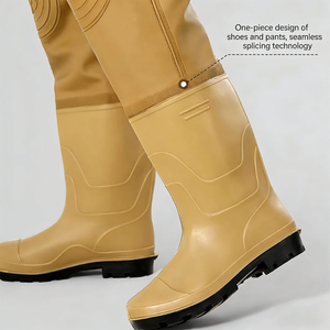 <span class=keywords><strong>Pantalones</strong></span> de Pesca Impermeables de PVC Reforzado con Botas Integradas, Correas Ajustables y Bolsillos, Directo de Fábrica - Product Image 3