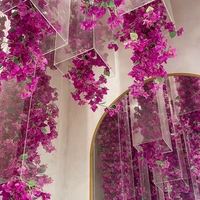 Vente en gros de fleurs artificielles suspendues en bougainvillier pour la décoration de plafond de mariage et de restaurant