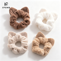IFOND Chouchous Élastiques Oreilles de Chat Moelleuses Couleur Unie Accessoires Cheveux pour Femmes et Filles