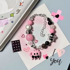 Conjunto de Pulseras de Cuentas Kawaii, Lindos Dijes de Gato Demonio y Fantasma, Joyería Gótica Pastel Harajuku, Accesorios Estéticos E-Girl para Uso Diario - Product Image 2