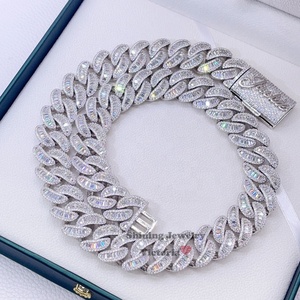 Collana Personalizzata <span class=keywords><strong>con</strong></span> <span class=keywords><strong>Nome</strong></span> in Moissanite VVS, Gioielli Hip Hop da Rapper, Catena Cubana in <span class=keywords><strong>Argento</strong></span> <span class=keywords><strong>con</strong></span> Taglio Baguette - Product Image 4