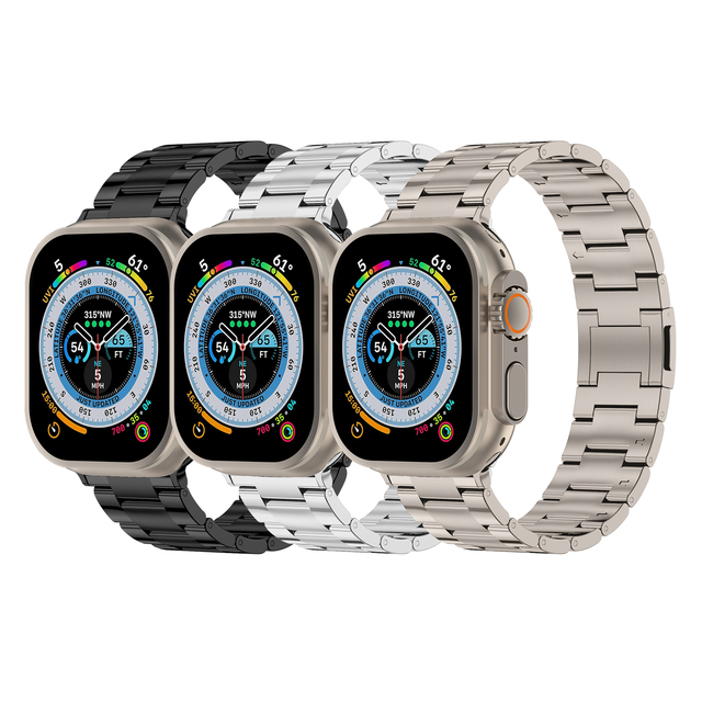 RYB Luxury Full Titanium Watch Band with Fold-Over Clasp Connector Alloy for Apple Watch Ultra 49mm 45mm 44mm 41mm
