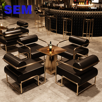 Tables et chaises SEM en gros pour pub, chaises et tables en acier inoxydable de haute qualité, chaises en cuir Nappa pour café, mobilier de bar