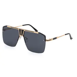 New uv 400 luxury fashion Sunglasses wholesale sunglasses for men Vintage Oversized Rimless Sunglasses