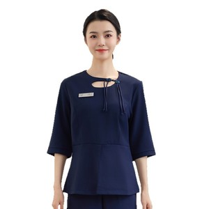 Women Beauty Salon Uniform Mid Sleeve Polyester Elegant Technician Suit For Spa Massage Foot Bath Ear Cleaning - Product Image 5