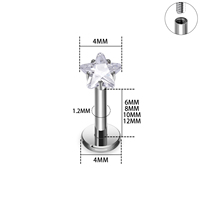 Boucle d'oreille labret en titane G23, étoile, cœur, zircon, mode, or, boucles d'oreille pour lèvres, hélix, cartilage, lobe, daith, bijoux fins pour piercing corporel