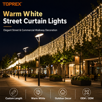 Lampu LED tali es biru dan putih, lampu dekorasi eksterior Natal untuk Tahun Baru
